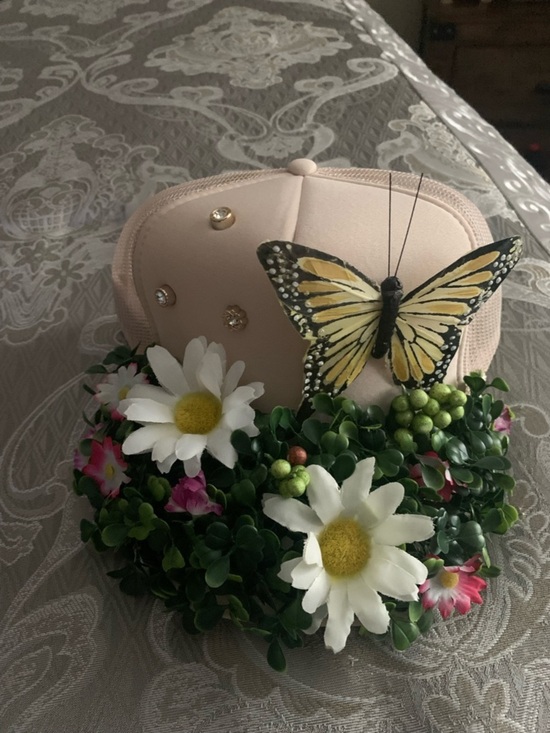 Accessories - Blush Pink Floral Butterfly Baseball Cap for Women